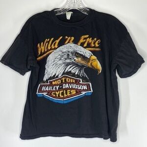 Vintage Harley Davidson Wild "N Free FANTASY TAG Black Eagle Tshirt XL Rare